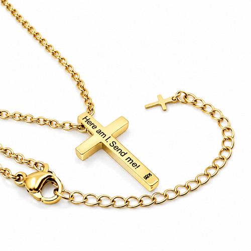 Stainless Women's Send Me Cross Necklace- Isaiah 6:8