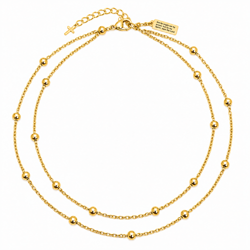 Women's Zechariah 4:6 Bead Station Double Necklace