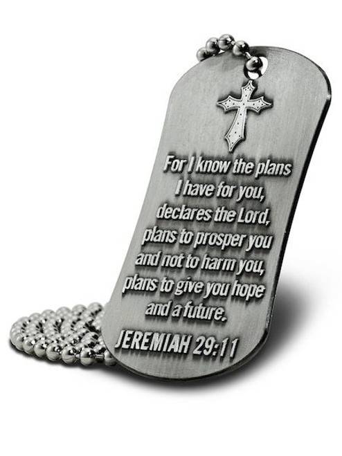 Firefighter Antique Finish Dog Tag Necklace-Joshua 1:9