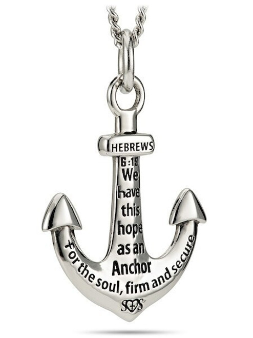 Men's Stainless Steel Anchor Pendant Necklace By Lisa Angel