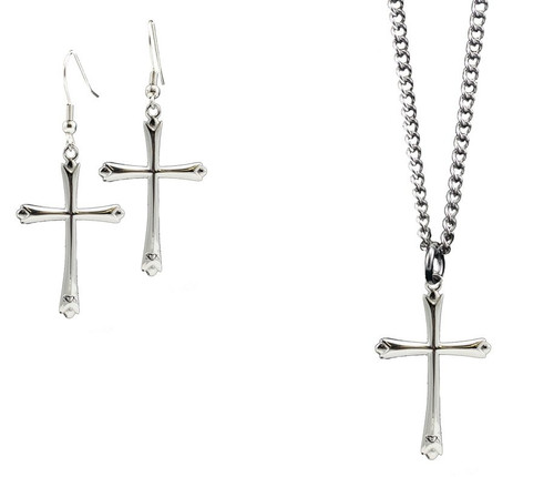 Christian Jewelry Set Silver Cross Bracelet Earrings Teen Gift Ideas W –  The Blacker The Berry