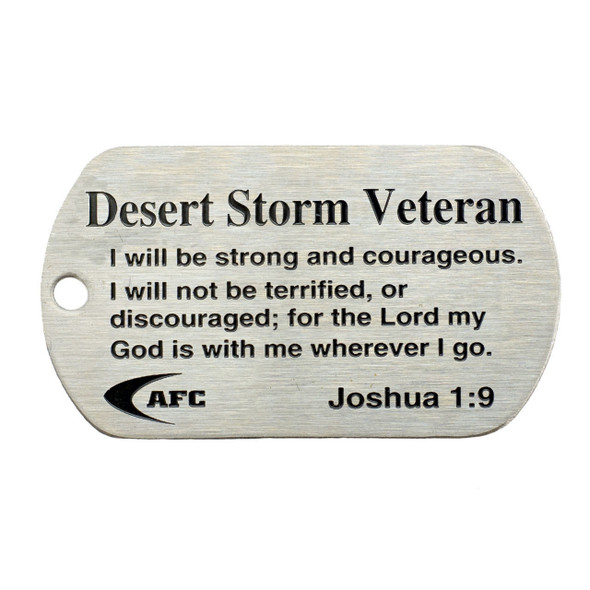 Shields Of Strength Desert Storm Veteran Dog Tag Necklace-Joshua 1:9-Front View Shields Of Strength Desert Storm Veteran Dog Tag Necklace-Joshua 1:9-Front View