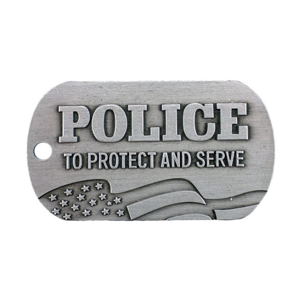 Shields Of Strength Police Antique Finish Law Enforcement Dog Tag Necklace-Joshua 1:9 - Front View Shields Of Strength Police Antique Finish Law Enforcement Dog Tag Necklace-Joshua 1:9 - Front View