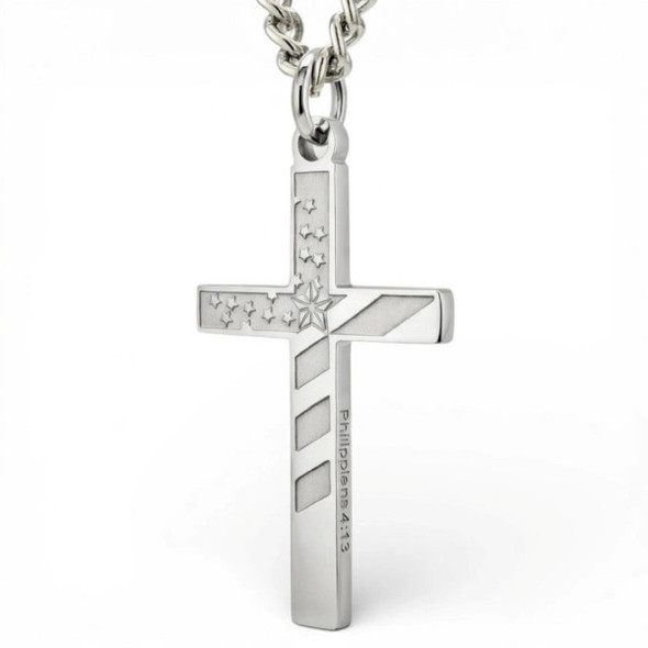 Men's Flag Cross Necklace Proverbs 30:5 by Shields of Strength