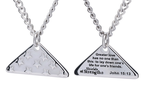 Men's Stainless Steel Folded Flag Necklace-John 15:13 Men's Stainless Steel Folded Flag Necklace-John 15:13