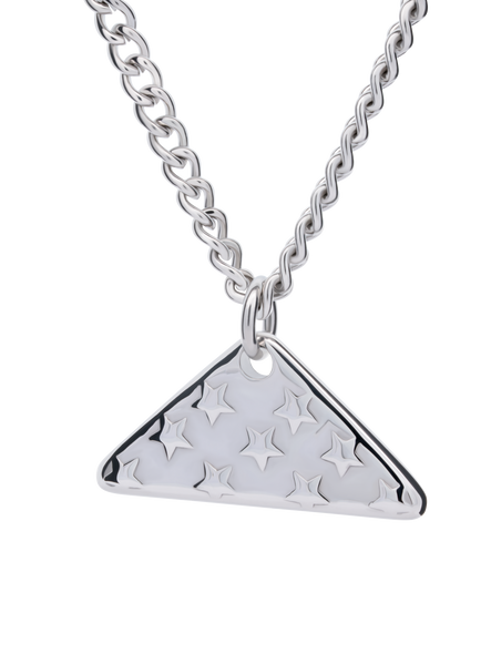 Men's Stainless Steel Folded Flag Necklace-John 15:13 Men's Stainless Steel Folded Flag Necklace-John 15:13