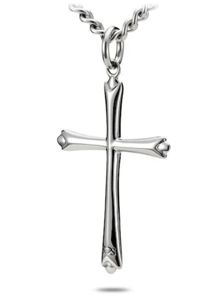 Men's Thin Cross Necklace inscribed with John 19:30