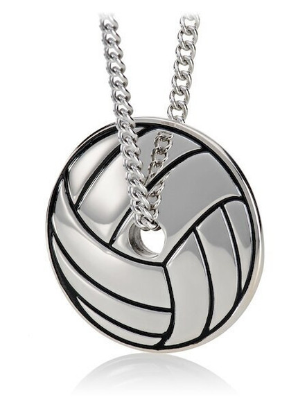 Shields Of Strength Women's Stainless Steel Volleyball Necklace-Philippians 4:13-Front View