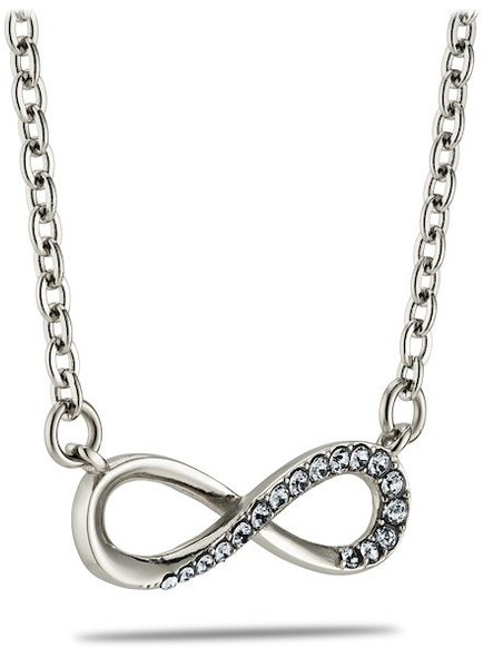 Shields of Strength Infinity with Clear Swarovski Crystals Necklace -1 Cor.13:8 Front View Shields of Strength Infinity with Clear Swarovski Crystals Necklace -1 Cor.13:8 Front View