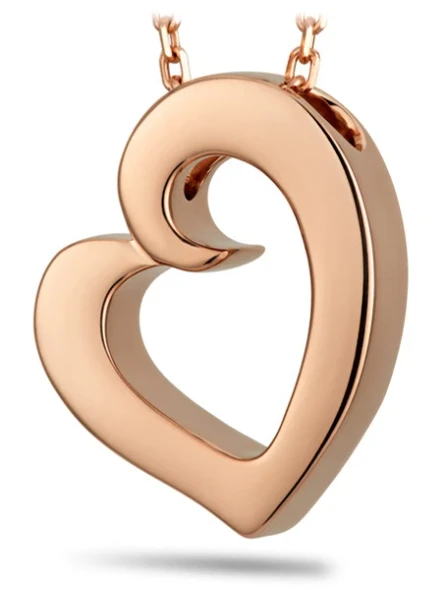 Solid 14K Rose Gold "Love Never Fails" Heart Necklace-1 Cor 13:8