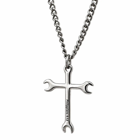 Men's Wrench Cross Necklace Phil 4:13