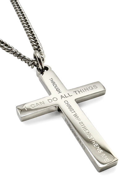 Men's Philippians 4:13 Cross Necklace