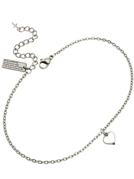 Shields Of Strength Stainless "Heir" Heart Necklace - Titus 3:7-Front View Shields Of Strength Stainless "Heir" Heart Necklace - Titus 3:7-Front View