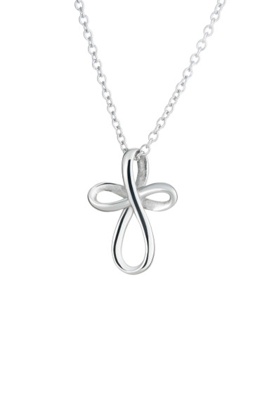 Women's Stainless Steel 'Be Still And Know' Cross Necklace, Psalm 46:10 Engraved, Adjustable-Front View Women's Stainless Steel 'Be Still And Know' Cross Necklace, Psalm 46:10 Engraved, Adjustable-Front View