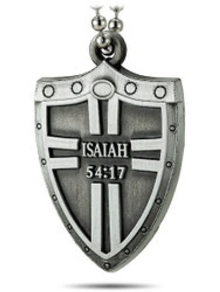 Shields of Strength Isaiah 54:17-Antique Finish Battle Shield-Front View Shields of Strength Isaiah 54:17-Antique Finish Battle Shield-Front View