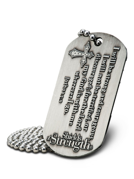 Shields Of Strength USA One Nation Under God Antique Finish Dog Tag Necklace-Joshua 1:9-Back View Shields Of Strength USA One Nation Under God Antique Finish Dog Tag Necklace-Joshua 1:9-Back View