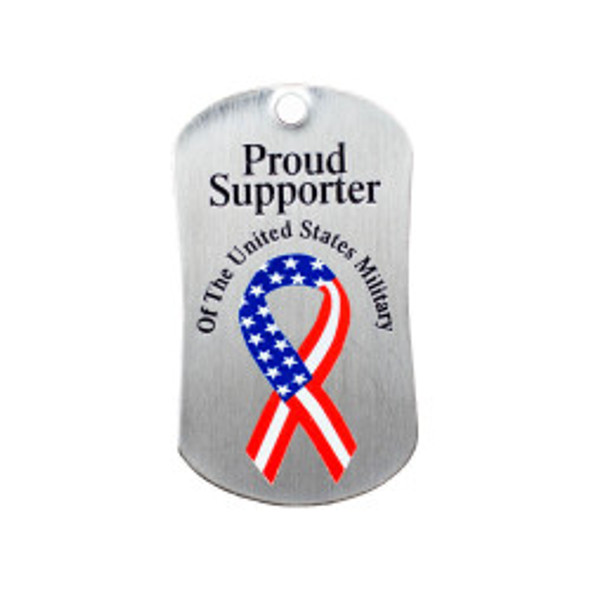 Shields of Strength Proud Support of the United States Military Stainless Steel Dog Tag Necklace-Joshua 1:9-Front View Shields of Strength Proud Support of the United States Military Stainless Steel Dog Tag Necklace-Joshua 1:9-Front View