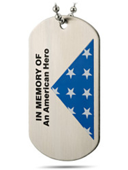 Shields Of Strength In Memory of an American Hero Dog Tag - John 15:13-Front View Shields Of Strength In Memory of an American Hero Dog Tag - John 15:13-Front View