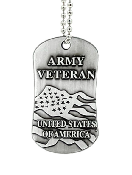 Shields Of Strength U.S.Army Veteran Antique Finish Dog Tag Necklace-Joshua 1:9-Front View Shields Of Strength U.S.Army Veteran Antique Finish Dog Tag Necklace-Joshua 1:9-Front View