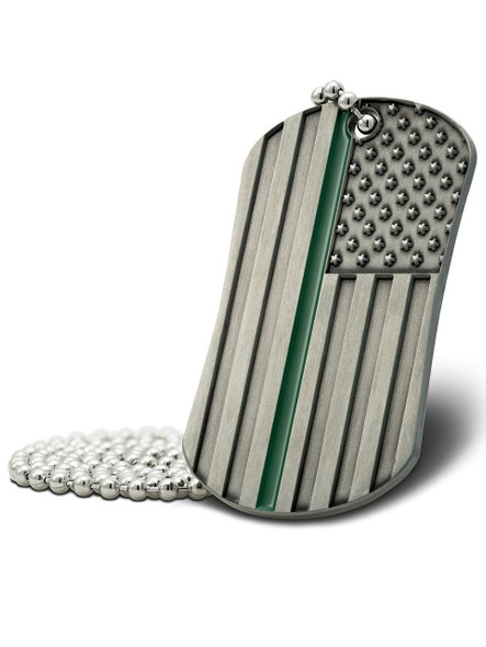 Shields Of Strength Thin Green Line Dog Tag Pendant - Joshua 1:9-Front View Shields Of Strength Thin Green Line Dog Tag Pendant - Joshua 1:9-Front View