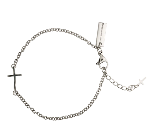 Women's Dainty Redeemer Cross Bracelet-Job 19:25