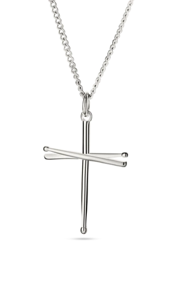 Men's Drumsticks Cross Necklace -Psalm 101:1