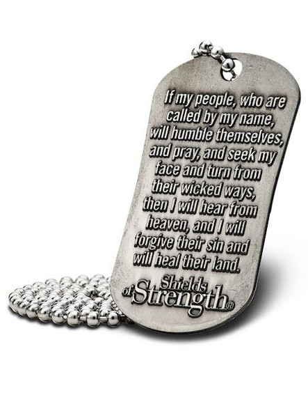 Shields Of Strength One Nation Antique Finish Necklace-II Chronicles 7:14-Back View Shields Of Strength One Nation Antique Finish Necklace-II Chronicles 7:14-Back View