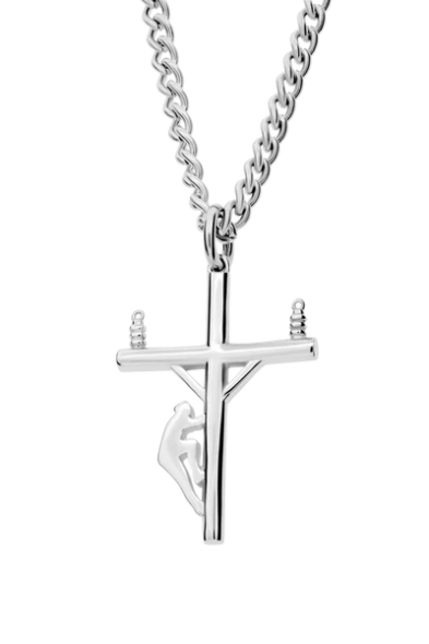 Men's Small Lineman Cross Necklace - John 1:4