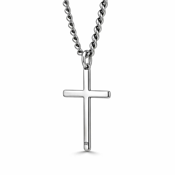 Small Men's Philippians 4:13 Cross Necklace