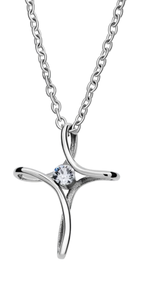 Women's Stainless Steel Exodus 14:14 Cross Necklace with Swarovski Crystal
