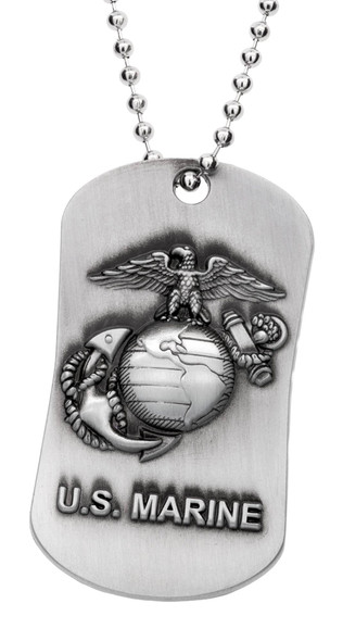 U.S. Marine Antique Finish Dog Tag Necklace - Joshua. 1:9
