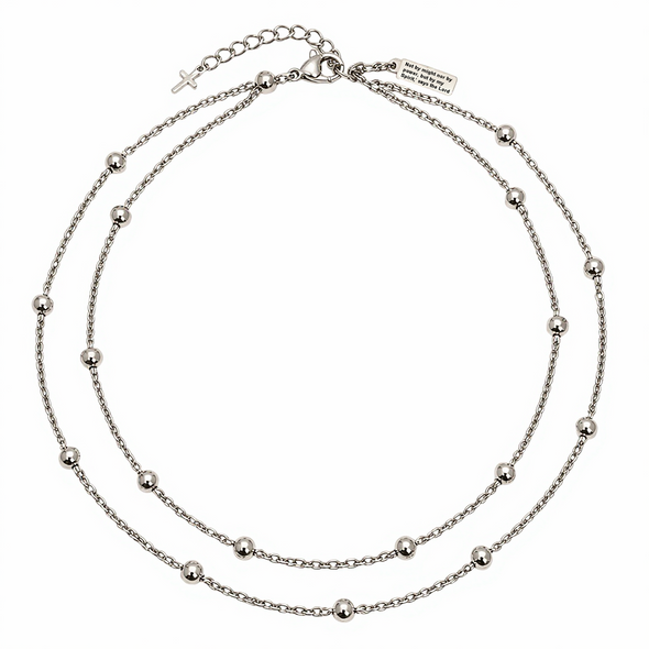 Women's Zechariah 4:6 Bead Station Double Necklace