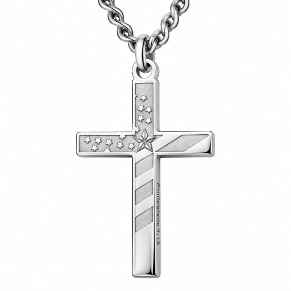 Copy of Men's Philippians 4:13 Flag Cross Necklace - Philippians 4:13
