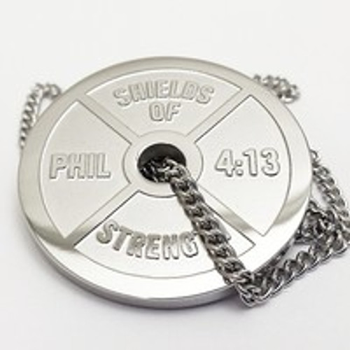 Stainless Steel Shields of Strength Christian Fitness Jewelry