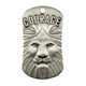 Courage the Lion Antique Finish Dog Tag Necklace with Joshua 1:9, stainless steel lion motif Front View