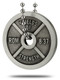 Shields Of Strength Men's Classic Antique Finish Weight Plate Necklace-Romans 8:37-Front View