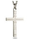 Shields of Strength Men's Stainless Steel Flag Cross Necklace-Proverbs 30:5-Back View
