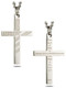 Shields of Strength Men's Stainless Steel Flag Cross Necklace-Proverbs 30:5-Front & Back View