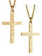 Shields of Strength Men's Gold Plated Flag Cross Necklace-Proverbs 30:5-Front and Back View