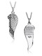 Shields of Strength Women's Angel Wing Necklace accented with Swarovski Crystals- Front and Back View