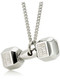 Women's Dumbbell Necklace Luke 1:37 Stainless Steel-Front View