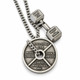 Weight Plate & Dumbbell Pendant Combo Necklace with Romans 8:37 & Luke 1:37