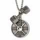 Weight Plate & Dumbbell Pendant Combo Necklace with Romans 8:37 & Luke 1:37