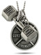 Women's Weight Plate Dumbbell Necklace Antique Finish -Phil 4:13 Dumbbell/Luke 1:37 Weight Plate-Front View