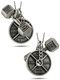 Shields of Strength Women's Antique Finish Combo Necklace-Phil 4:13 Dumbbell/Luke 1:37 Weight Plate-Front and Back View
