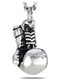 Men's surgical steel boxing glove pendant necklace, 0.90-inch tall, inscribed with Philippians 4:13, on a curb chain. Front View
