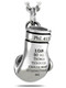 Men's surgical steel boxing glove pendant necklace, 0.90-inch tall, inscribed with Philippians 4:13, on a curb chain.  Back View