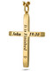 Front view of men's tapered cross necklace with John 19:30 'It is finished' bible verse engraving in gold-plated – meaningful Christian gift for daily faith reminder from Shields of Strength. Back View