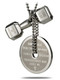 Shields of Strength Women's Stainless Steel Mini Combo Necklace-Romans 8:37 Weight Plate/Luke 1:37 Dumbbell - Back View