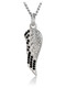 Women's Stainless Steel Mini Angel Wing Necklace accented with Swarovski Crystals-Psalm 91:11- Front View